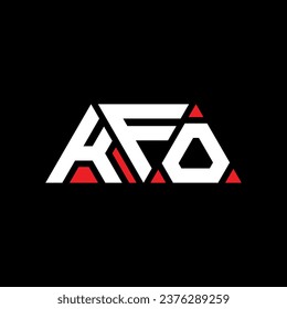 Diseño del logotipo de la letra triangular de KFO con forma triangular. Monograma de diseño del logotipo del triángulo de KFO. Plantilla de logotipo vectorial del triángulo de KFO con color rojo. Logo triangular de KFO Diseño sencillo, elegante y lujoso.