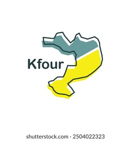 Kfour City Mapa de Vector detallado de Lebanon, elemento de logotipo para Plantilla