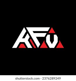 KFV triangle letter logo design with triangle shape. KFV triangle logo design monogram. KFV triangle vector logo template with red color. KFV triangular logo Simple, Elegant, and Luxurious design.