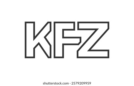 KFZ logo design template with strong and modern bold text. Initial based vector logotype featuring simple and minimal typography. Trendy company identity ideal for businesses brand presence.