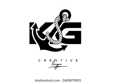 KG Creative Monogram Latte Logo mit Anker und Seildesign