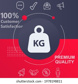 Kg icon. Customize your design with a navy and red colored background template