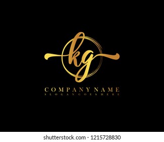KG initial handwriting logo circle template vector