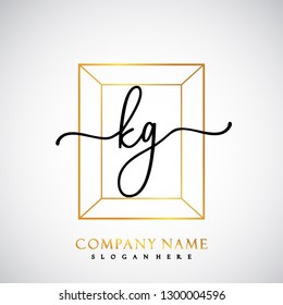 KG Initial Handwriting logo template vector