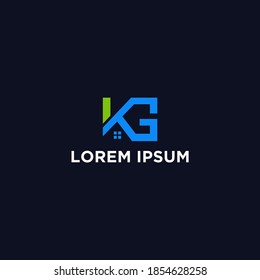 logotipo de la letra inicial del kg para la empresa inmobiliaria