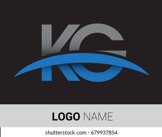 KG initial logo company name colored grey and blue swoosh design.