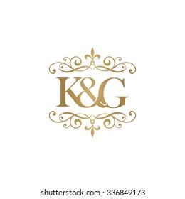 K&G Initial logo. Ornament ampersand monogram golden logo