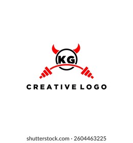 KG initial monogram for fitnes or gym logo with devil style design