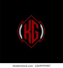 Logo inicial KG de monograma para juegos con diseño de estilo de línea gemotérica sobre fondo aislado