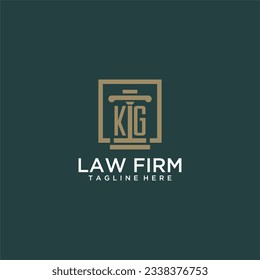 Logo inicial de KG de monograma para la firma de abogados con diseño de hitos en cuadrado creativo