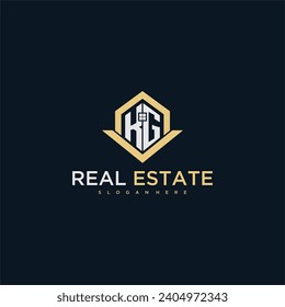 Logo inicial de KG en monograma para bienes raíces con diseño creativo en forma de casa