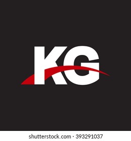 KG initial overlapping swoosh letter logo white red black background