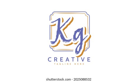KG Iniciales, vector de logotipo de escritura a mano