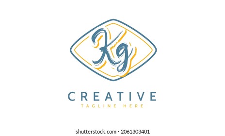 Kg Initials, handwriting logo vector