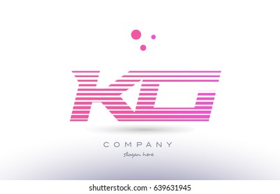 kg k g alphabet letter logo pink purple stripes lines creative text dots company vector icon design template