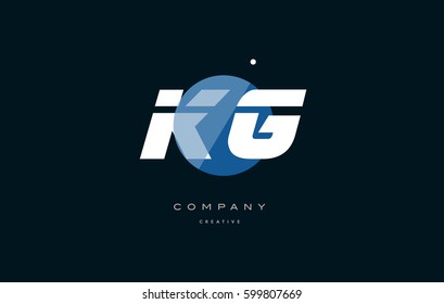 kg k g  blue circle dot big font alphabet company letter logo white design vector icon template 