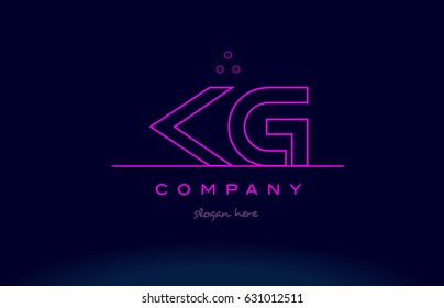 kg k g letter alphabet text pink purple dots contour line creative company logo vector icon design template