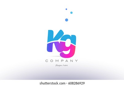 kg k g  pink purple blue white uppercase lowercase modern creative alphabet gradient company letter logo design vector icon template