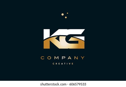 kg k g  white yellow gold golden metal metallic luxury alphabet company letter logo design vector icon template