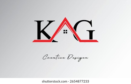 KG Letter House Logo – Monograma inmobiliario creativo con el icono del techo y la forma del hogar para la propiedad, la arquitectura y la marca moderna
