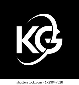 Diseño del logotipo de la letra KG sobre fondo negro.