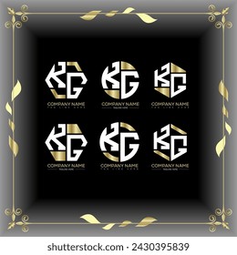 KG letter logo set design.KG monogram polygonal and circle shape vector. KG unique design.
