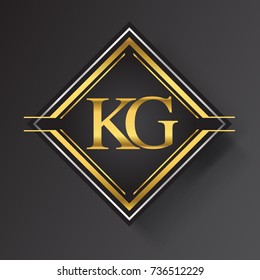 KG Letter logo in a square shape gold and silver colored geometric ornaments.