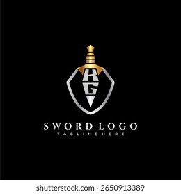 KG carta monograma de luxo para imagem estilo escudo e espada