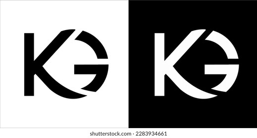 KG Log Design. KG monogram minimal linked line logo design vector illustration.