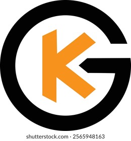 KG logo desgin Black and Orange color. Vector greeting artwork isolated on a white background.