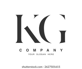 KG logo design. Initial letter k and g serif font style. Creative classic company name typography. Trendy logotype or identity. Vector illustration.