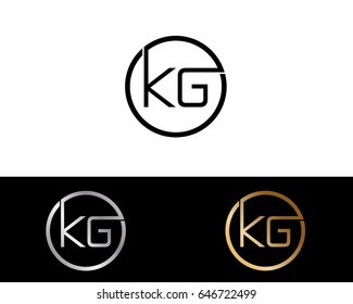 Kg Logo. Letter Design Vector with Red and Black Gold Silver Colors
