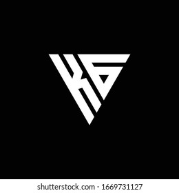 KG Logo letter monogram with triangle shape design template isolated on black background