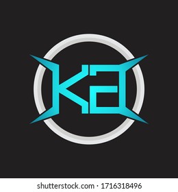 KG Logo monogram with circle and four taper shape design template