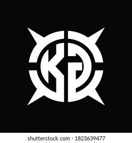 KG Logo monogram with four pieces circle slice design template on Black Background