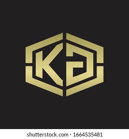 KG Monograma con forma hexagonal y placa de diseño redondeada de la línea de la pieza en colores dorados