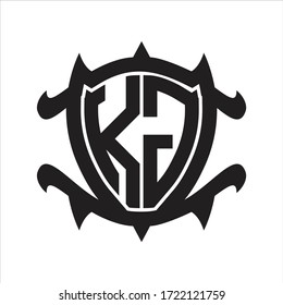 Monograma del logotipo KG aislado con la plantilla de diseño de forma del escudo del bastidor