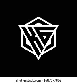 KG logo monogram with triangle and hexagon shape combination isolated on back and white colors
