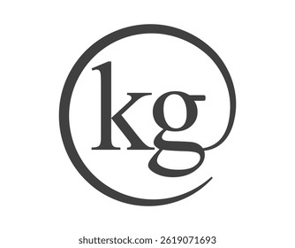 Logo KG de dos letras con forma de círculo estilo de signo de correo electrónico. Logotipo K y G de la empresa de negocios para la identidad de marca.