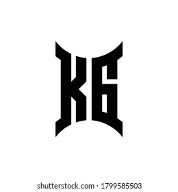 Logo en monograma KG con plantilla de diseño de lado curvo