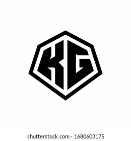 KG monogram logo with hexagon shape and line rounded style design template isolated on white background