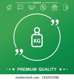 Icono de línea simple Kg. Símbolo de texto dentro de la cita