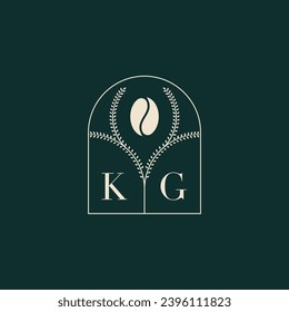 KG Diseño de logotipo único y simple combinación de letras y frijol de café