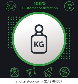 Kg vector icon. Background with a green pattern on a black background. modern design