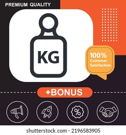 Kg vector icon. With orange and black background