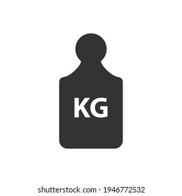 Kg peso masa negro simple icono plano. Vieja prensa de barro en diseño plano. Silueta negra aislada sobre fondo blanco. Pictograma de peso. Sistema métrico de unidades
