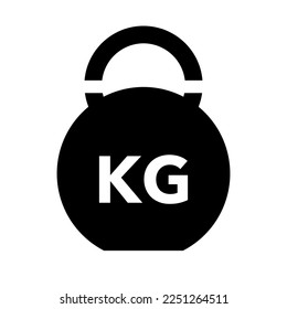 KG weight silhouette icon. Kettlebell. Muscle training item. Vector.