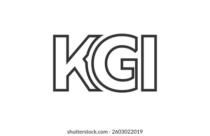 KGI logo design template with strong and modern bold text. Initial based vector logotype featuring simple and minimal typography. Trendy company identity ideal for businesses brand presence.
