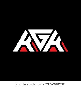 KGK triangle letter logo design with triangle shape. KGK triangle logo design monogram. KGK triangle vector logo template with red color. KGK triangular logo Simple, Elegant, and Luxurious design.
