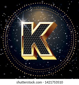K-Gold Alphabet and Lighting Background.